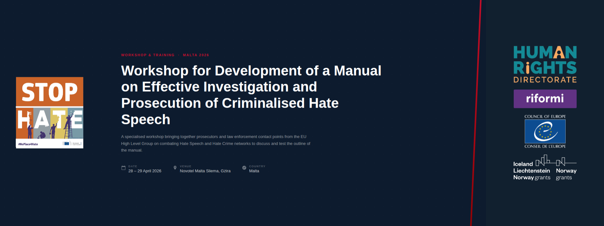 Workshop for Development of a Manual on Effective Investigation and Prosecution of Criminalised Hate Speech